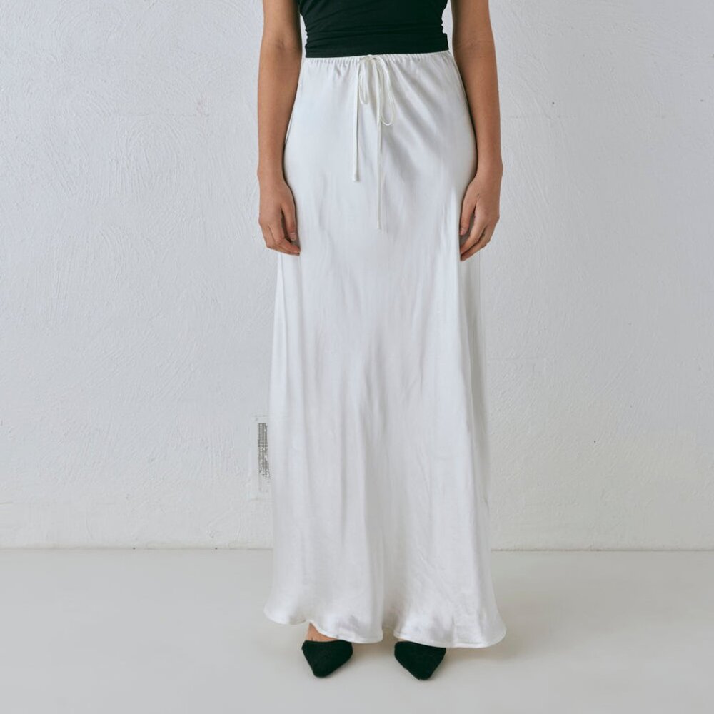 Lyla Satin Maxi Skirt White AUS 16 XL